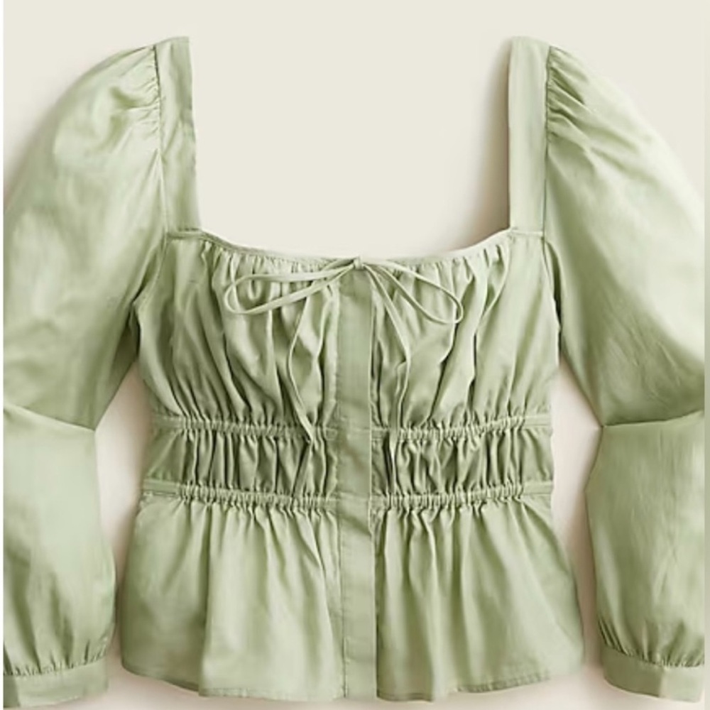J. Crew | Cinched-Waist Top in Herringbone Cotton